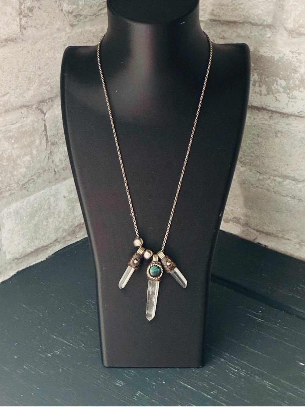 Vintage Crystal Pendant Necklace 925 Sterling Silver Chain